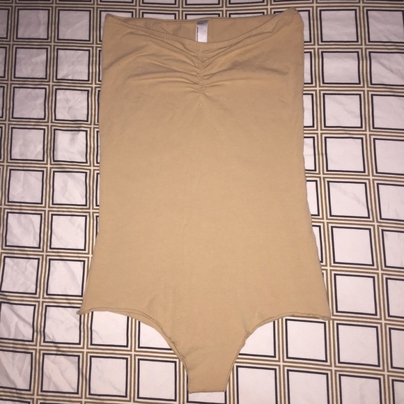 Cotton Spandex Jersey Strapless Ruched Bodysuit