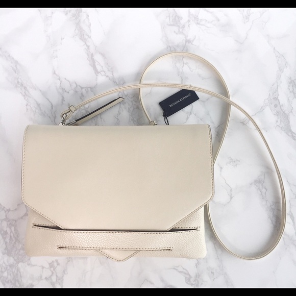 NWT Banana Republic Ivory Leather Crossbody/Clutch