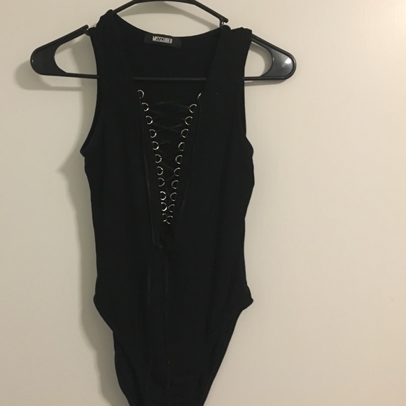 Black lace-up body suit