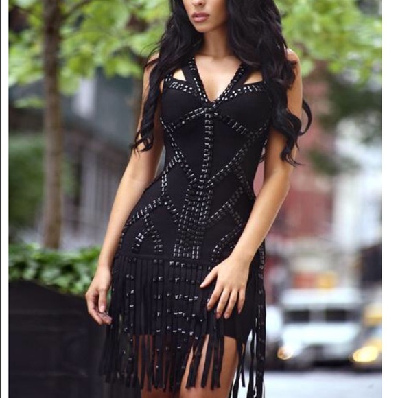 NWT  white Beaded bandage fringe dress - Picture 4 of 7