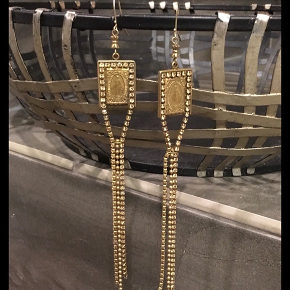 Virgins Saints & Angels Long Gold Earrings
