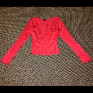 Red long sleeve crop top