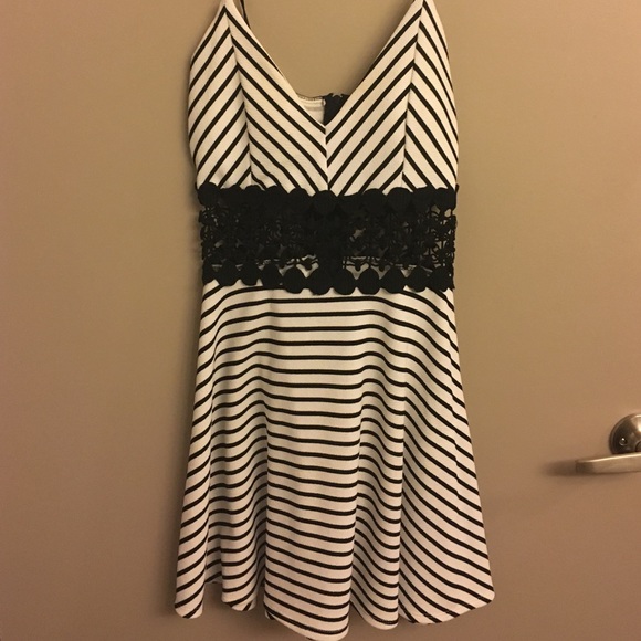 Black & white lace cutout dress