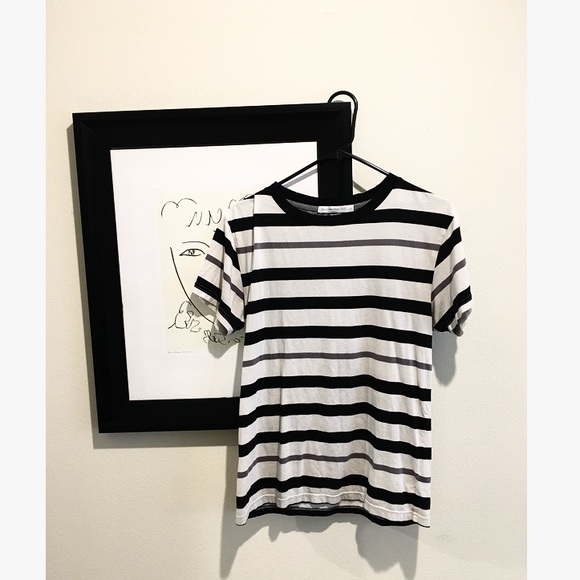 Men's Black cream and grey striped tshirt