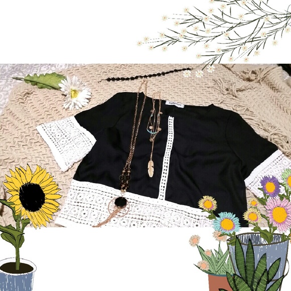 Zeagoo Tops - Boho Crochet Detail Blouse Zeagoo Tops - Boho Crochet Detail Blouse