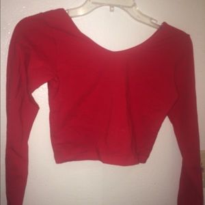 Red long sleeve crop top from American Apparel.