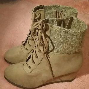 Wedge boots. Never Worn.