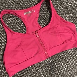 Zip up front pink workout top