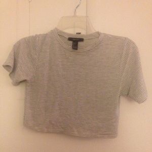 Grey Stripped crop top from Forever 21.