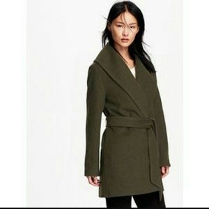 Belted Wool Blend Army Green Wrap Coat NWT