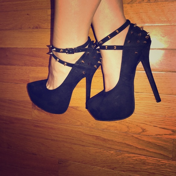 Black spike heels