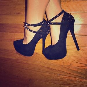 Black spike heels