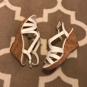 Kelly and Katie white wedges