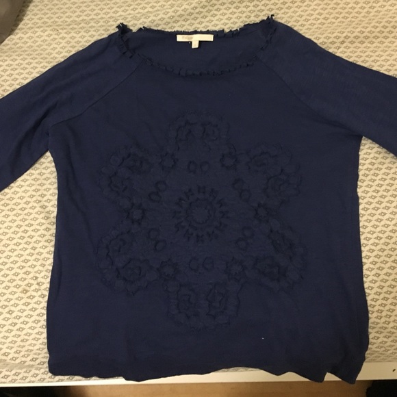 Maje blue cotton 3/4 sleeve shirt