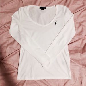 White Polo Long-Sleeved T-Shirt
