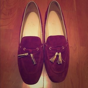 Ivanka Trump maroon loafers with gold accents