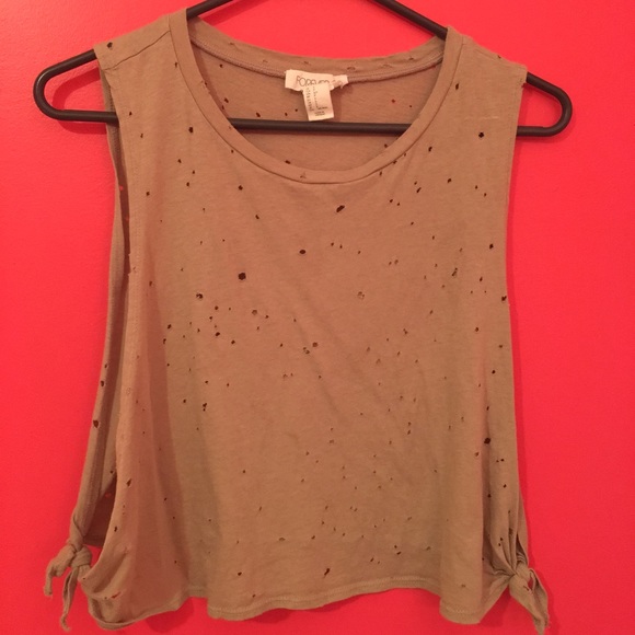 Distressed Crop Muscle Tank Top