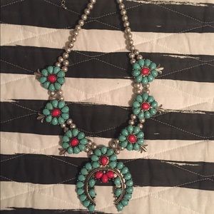Turquoise and red western necklace
