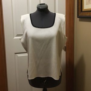 Ming Wang black and white knit shell