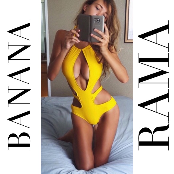 Other - Sexy yellow cutout halter monokini