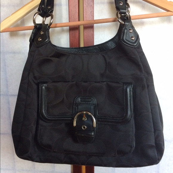 Three compartment fabric COACH purse