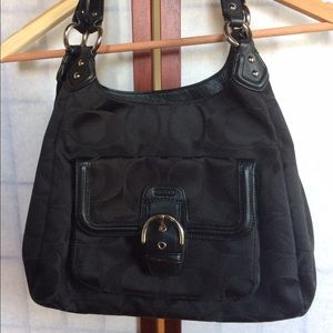 Three compartment fabric COACH purse