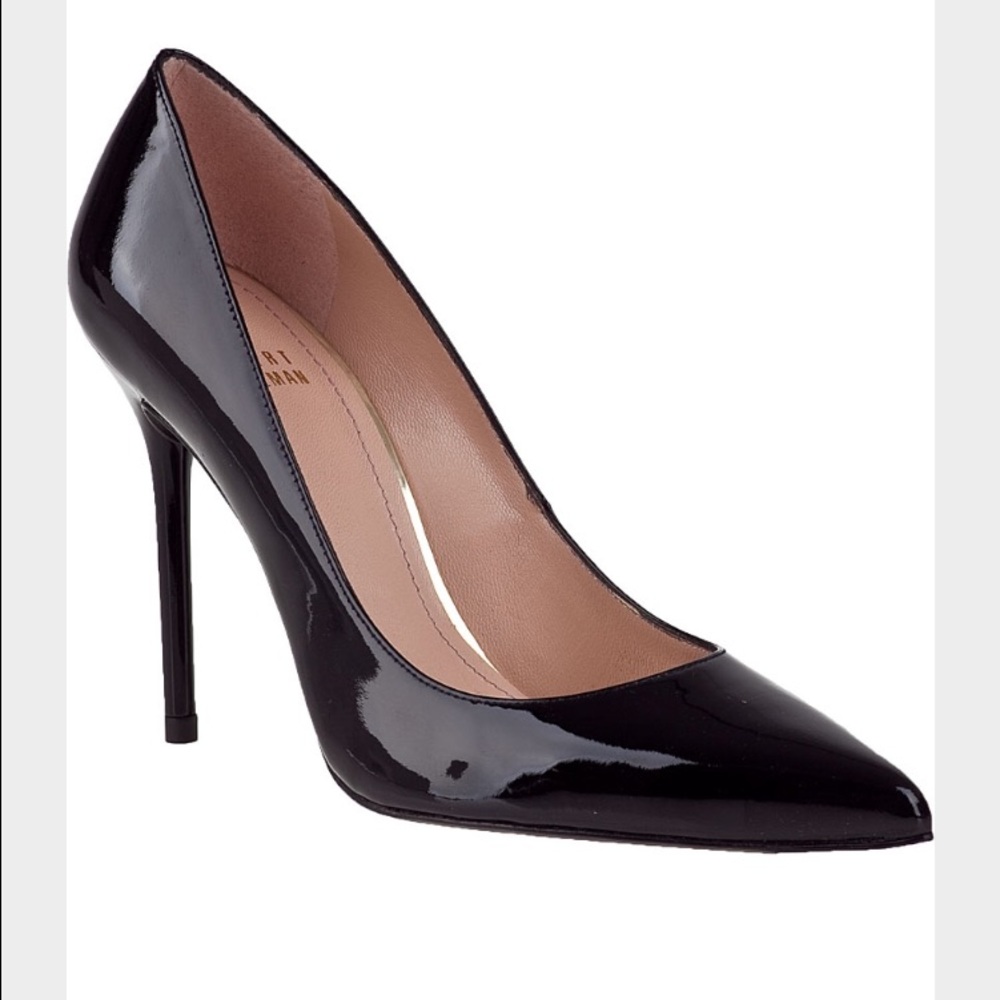 Stuart Weitzman Nouveau Heels- Black Patent