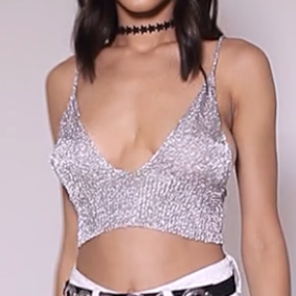 Metallic Knit Crop Tank