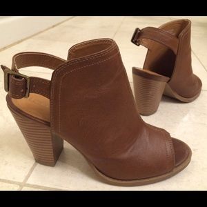 LC by Lauren Conrad Leather Finish Peeptoe Booties