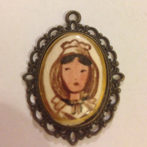 Porcelain cameo pendent