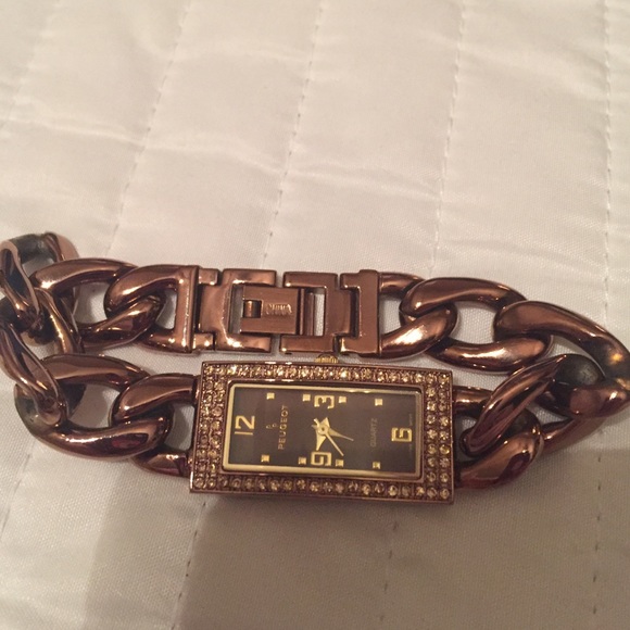 Peugeot watch-Brown metal w/stainless steel back. - Picture 4 of 4