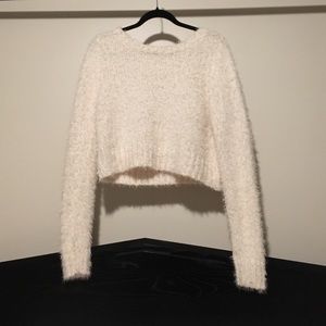 Fuzzy long sleeved crop top