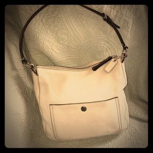 Coach Ivory leather messenger bag.