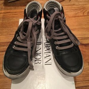 Armani Junior leather navy&grey sneakers US1