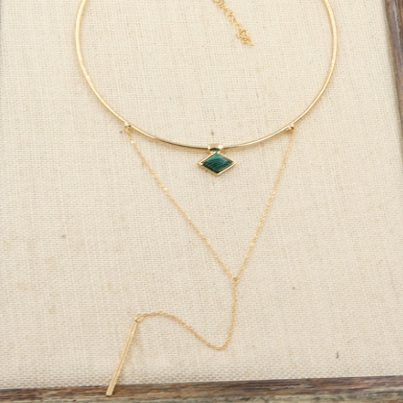 🔥Emerald catseye & gold 2 layer choker necklace - Picture 2 of 5