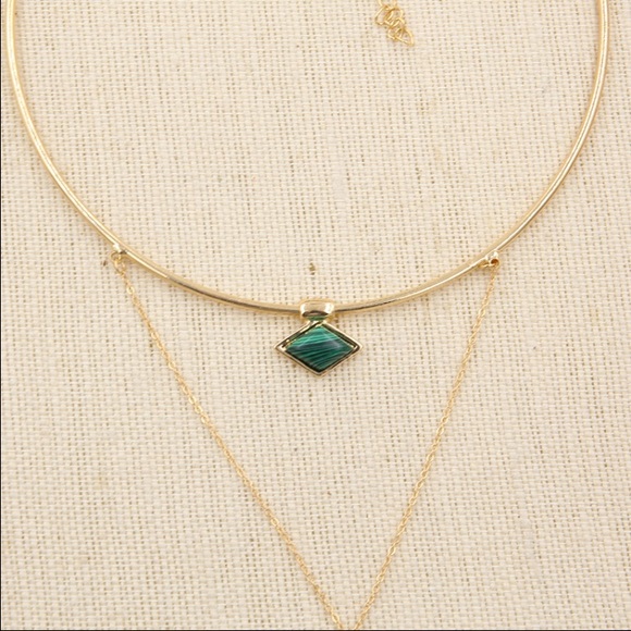 🔥Emerald catseye & gold 2 layer choker necklace - Picture 4 of 5