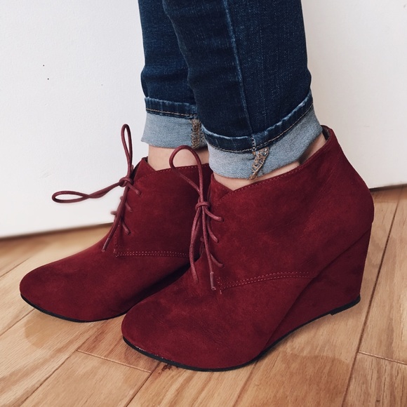 Last Pair! Kenzie Merlot Wedge Bootie - Picture 2 of 3