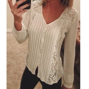 American Eagle White Lace Blouse || Size XS