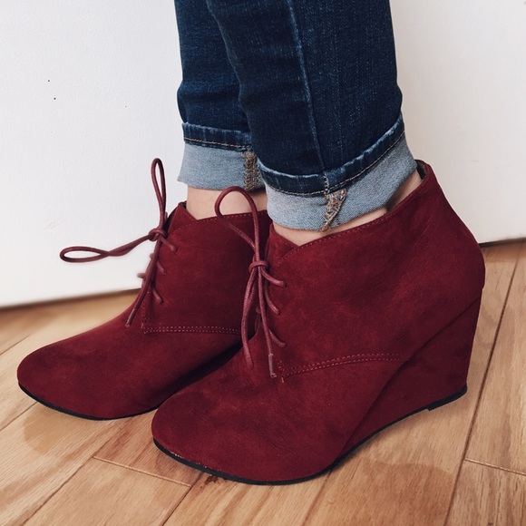 Last Pair! Kenzie Merlot Wedge Booties - Picture 2 of 3