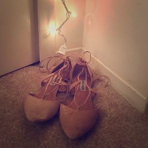 Steve Madden Suede Pointed Toe Ankle Tie Flats