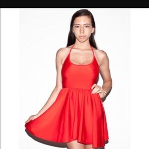 Red American apparel Tri skater halter dress