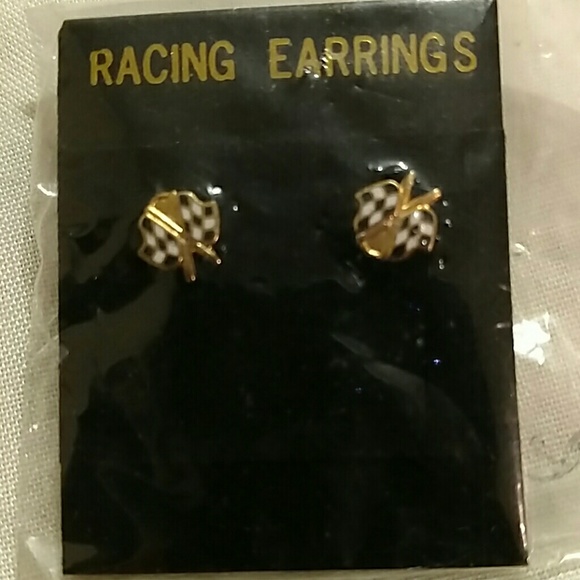 Checkered flag earrings