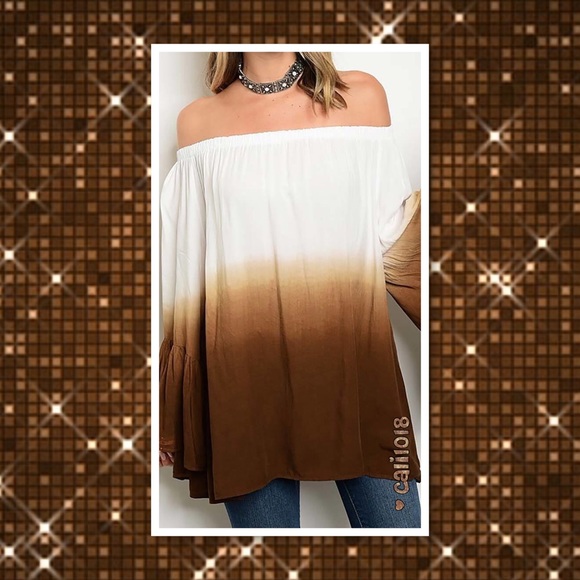 ‼️THIS WEEKEND ONLY🆕Boho Ombre Mocha Bell Top - Picture 3 of 4