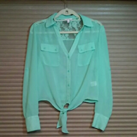 Candies Chiffon Green Top