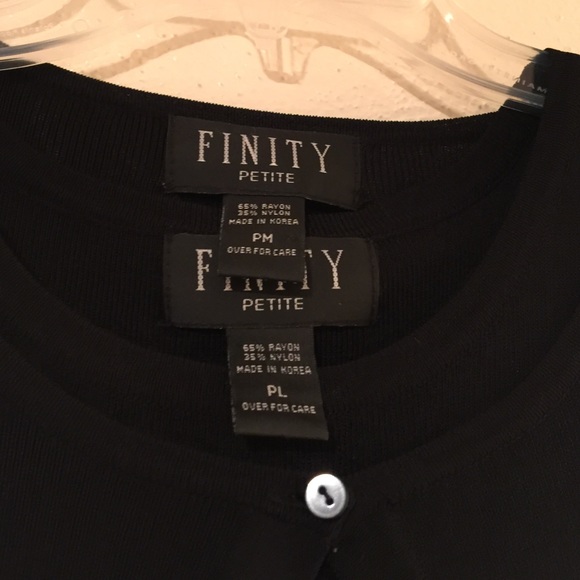 Finity Petite Black Sweater Set with Pink Trim - Picture 2 of 4