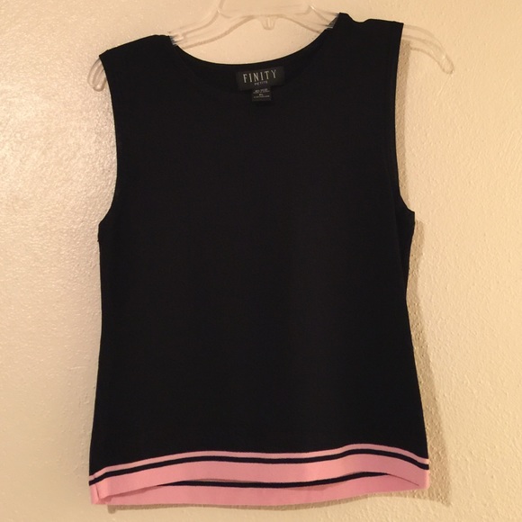 Finity Petite Black Sweater Set with Pink Trim - Picture 3 of 4