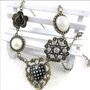 Multilayer Rose Heart-shaped Bow Imitation pearl