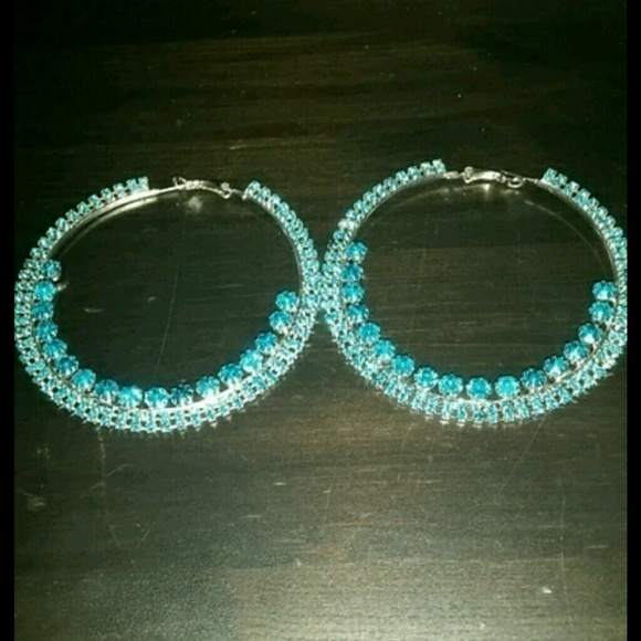 Blue Hoop Earrings