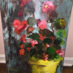 Flowers in yellow vase picture