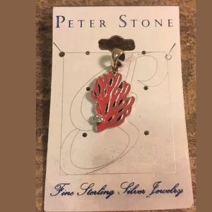 New Peter Stone Coral Sterling Silver Pendant